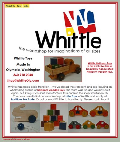 Whittle: the woodshop for imaginations of all sizes -- website design and maintenance by Sienna M Potts